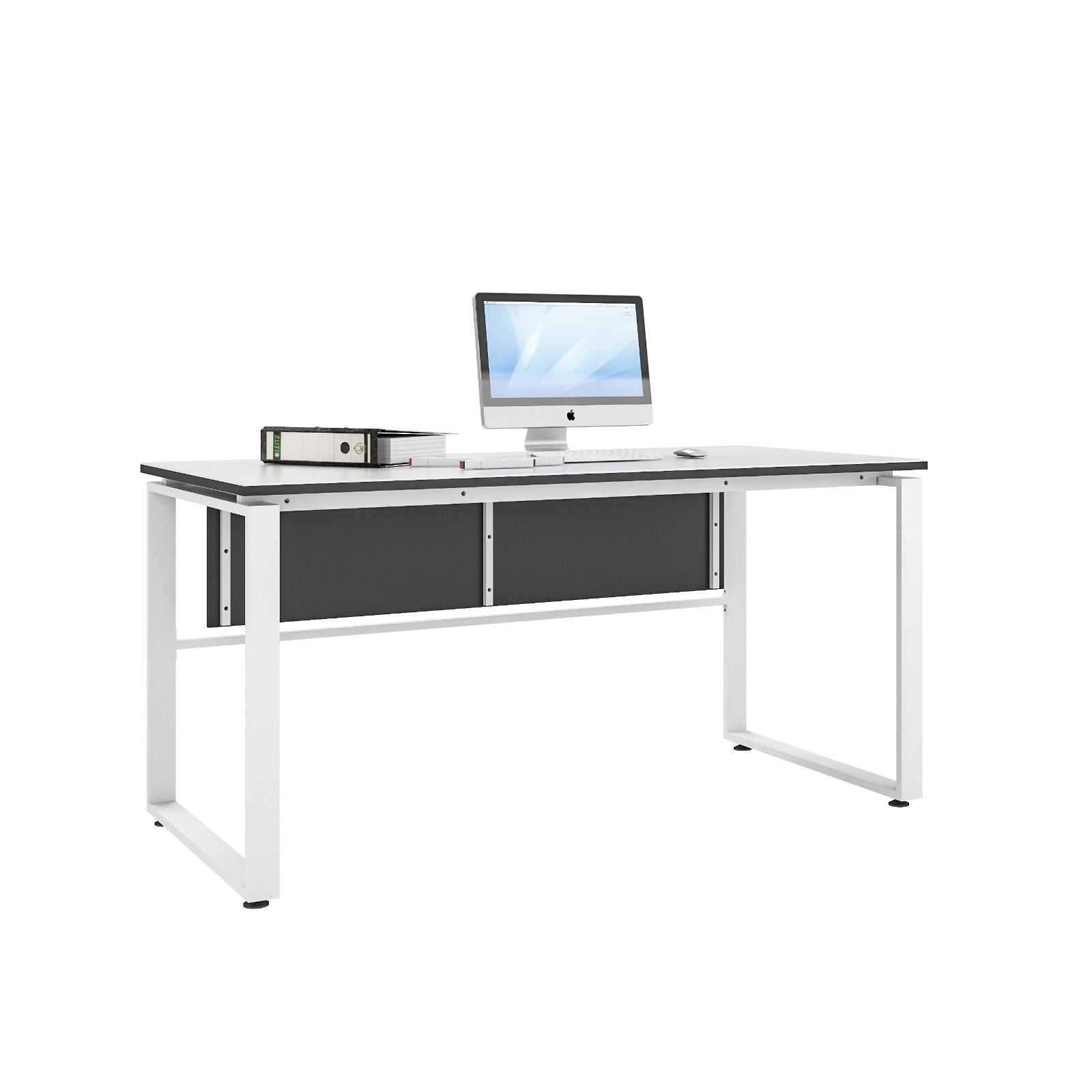 witte kantoor tafel 160 cm met computer en documenten op bureau