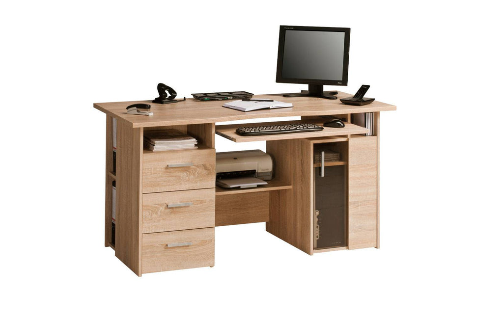 office tafel light oak office table with drawers and computer setup for home or work use