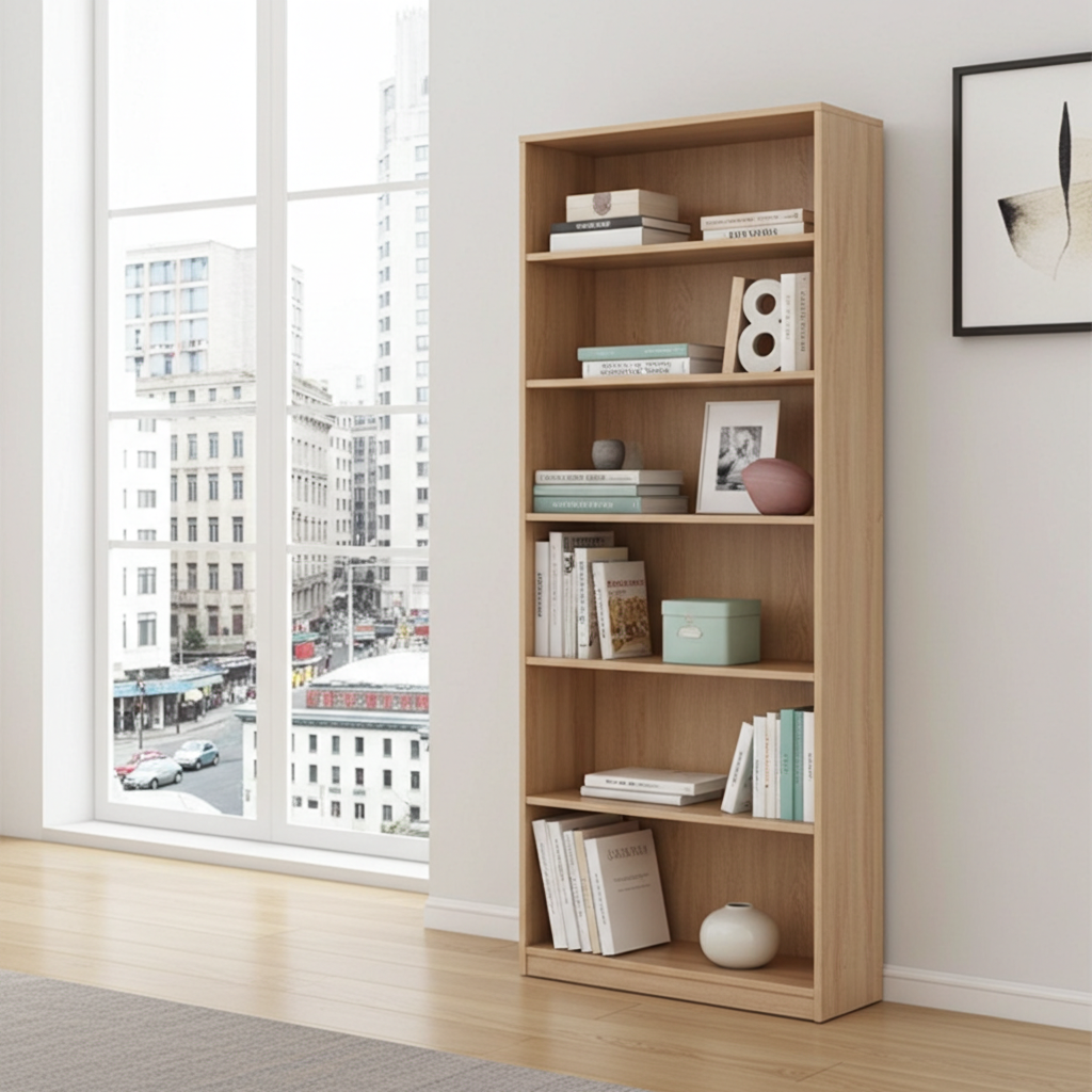 open kantoorkast zonder deuren van 200 cm hoog en 95 cm breed voor kantoor of bibliotheek